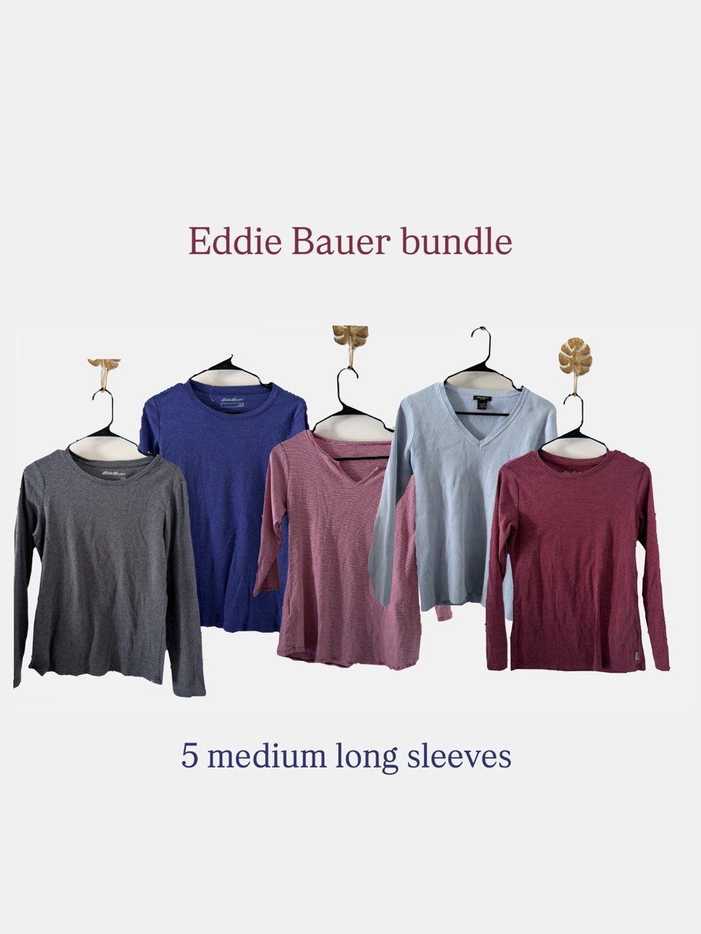Eddie Bauer Women's Long Sleeve Tees - Gray, Blue, Mauve, Light Blue, Burgundy